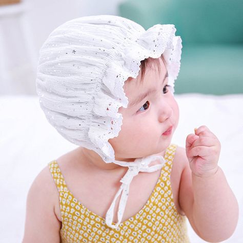 Newborn Baby Caps, Beach Bucket Hat, Princess Hat, Summer Cap, Sparkling Stars, Bonnet Hat, Summer Lace, Baby Cap