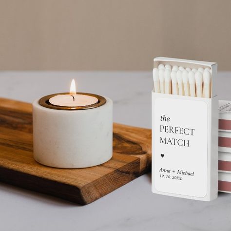 Perfect Match Modern Elegant Unique Wedding Favor His And Hers Wedding Favors, Anniversary Party Favors For Guests, Ceramic Wedding Favors, Wedding Favors For Guests Elegant, Personalized Wedding Matches, Classy Wedding Favors, Gifts For Guests Wedding, Candle Wedding Favor, Wedding Matches Favors