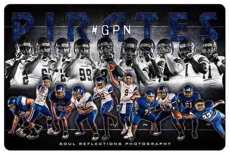 Senior Football Banners, Football Banners, Schedule Poster, Football Senior Pictures, Football Template, Senior Posters, Football Banquet, Sports Portraits, Reflections Photography