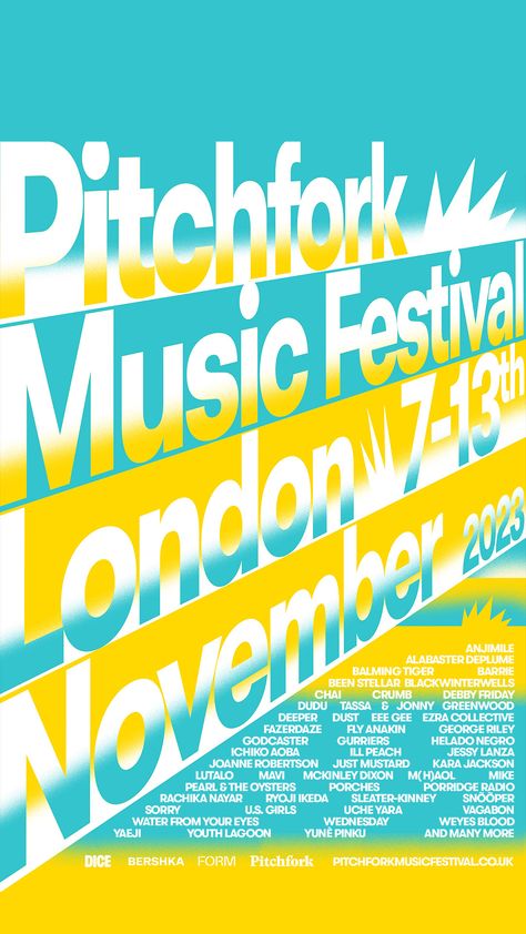 Literary Festival Poster, Festival Line Up Design, Music Festival Poster Design Inspiration, Music Festival Flyer, Exhibit Poster, Pitchfork Music Festival, Edm Music Festivals, London 2023, Electronic Music Festival