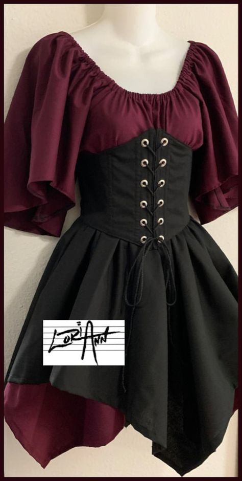 The idea is soemthing wrapped around the waist that is attacched to a skirt but not this particular style of skirt Corset Outfit Goth, Medival Outfits Women, Corset And Skirt Outfits, Costume Display, Red Top Outfit, Medieval Outfit, Elf Fairy, Cincher Corset, Waist Cincher Corset