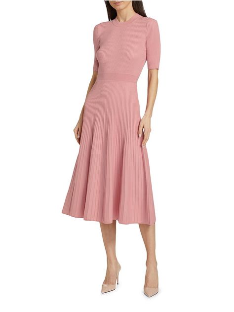 Shop Elie Tahari The Kaya Pleated Sweaterdress | Saks Fifth Avenue Daytime Dresses, Elie Tahari, Fashion Design Clothes, Trendy Dresses, Beach Dress, Pleated Skirt, Fit And Flare, Fashion Inspo Outfits, Sweater Dress