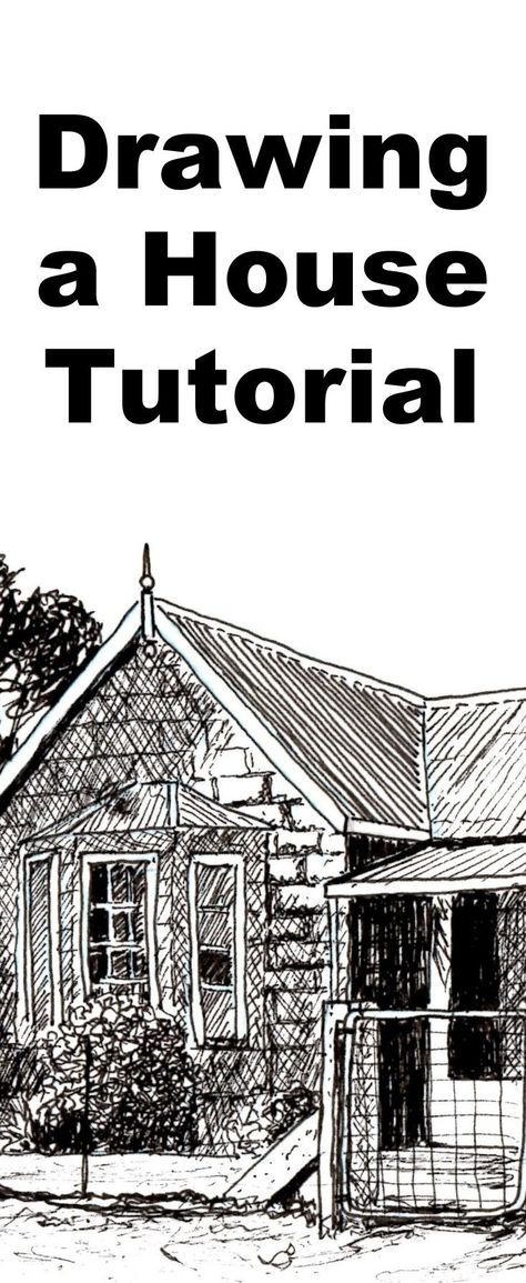 How to Draw a Farmhouse in Pen and Ink - Online Art Lessons Draw Buildings, Drawing Trees, Drawing Lesson, Ink Paintings, Pencil Sketches, Old Farmhouse, Tree Drawing, Art Instructions, Urban Sketching