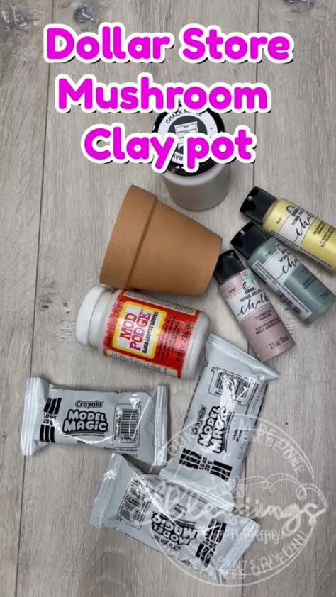 Diy Mushroom, Craft Therapy, Clay Pot Projects, Mushroom Crafts, Wood Block Crafts, Diy Air Dry Clay, Plastic Flower Pots, Clay Crafts Air Dry, Block Craft