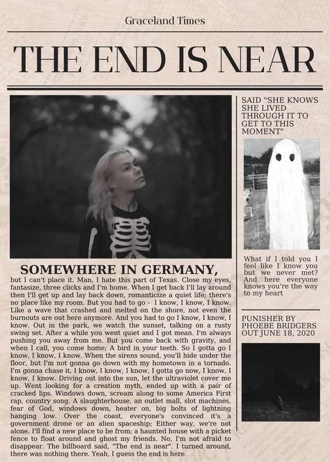 Graceland Too Poster, Graceland Too, Sidelines Phoebe Bridgers, I Know The End Poster, Phoebe Bridgers Poster, I Know The End, Phoebe Bridgers, Lyrics Art, Lyric Poster