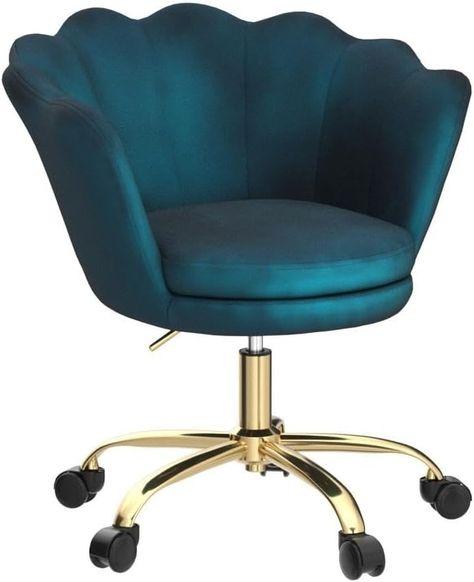 Wahson Velvet Home Office Chair Swivel Chair Height Adjustable Task Chair with Gold Base,Desk Chair for Bedroom/Vanity (Teal blue) : Amazon.co.uk: Home & Kitchen Chair For Bedroom, Podcast Studio, Chair Swivel, Home Office Chair, Bedroom Vanity, Chair Height, Home Office Chairs, Bedroom Chair, Task Chair