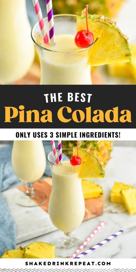 Pina Colada Mix, Easy Pina Colada Recipe, Colada Drinks, Shake Drink, Pina Colada Drinks, Rum Drinks Recipes, Frozen Cocktail Recipes, Pina Colada Recipe, Cocktail Drinks Alcoholic