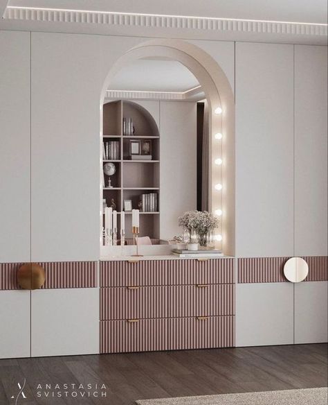 L Shaped Powder Room, Trending Wardrobe Design 2024, Wardrobe With Mirror Design, Kids Room Wardrobe Design, Almirah Designs, Wardrobe Dresser, Kids Room Interior Design, Wall Decoration Ideas, Closet Design Layout