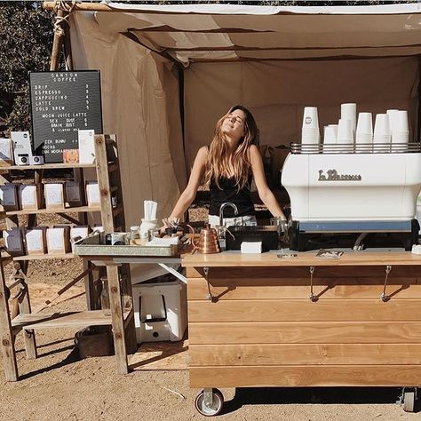 Coffee Tent Ideas, Coffee Catering Cart, Coffee Stand Business, Coffee Market Stall, Coffee Cart Menu Ideas, Coffee Pop Up Shop, Small Coffee Cart Ideas Business, Diy Mobile Coffee Cart, Coffee Cart Decor