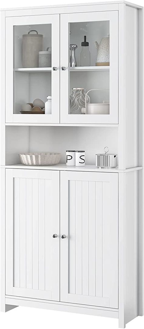 Free Standing Kitchen Units, Kitchen Standing Cabinet, Tall Kitchen Pantry Cabinet, Pantry Cabinet Free Standing, Tall Kitchen Cabinets, Tall Bathroom Storage Cabinet, Kitchen Pantry Cabinet, Storage Cabinet With Doors, Bookcase White