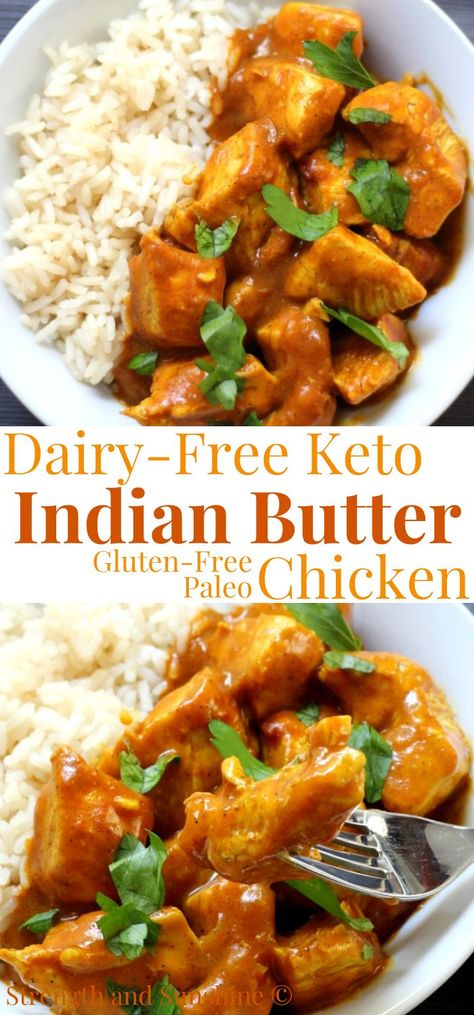 dairy-free and keto Indian butter chicken recipe Ayam Mentega, Yogurt Marinade, Dairy Free Recipes Dinner, Paleo Chicken Recipes, Indian Butter Chicken, Dairy Free Dinner, Diner Recept, Resep Diet, Gluten Free Dairy Free Recipes