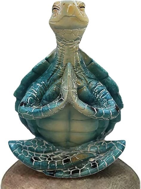 The turtle empties his mind and searches for his innermost, Peacefulness Meditating Sea Turtle Statue is equipped with meditating in a yoga pose design. #HomeDecor #Amazon #HomeFinds #Turtle Turtle Statue, Sea Turtle Gifts, Beach Room Decor, Turtle Crafts, Turtle Sculpture, Garden Figurines, Yoga Decor, Turtle Decor, Turtle Figurines