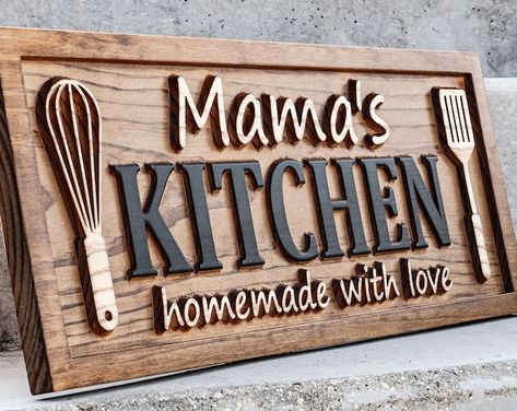 Kitchen Gifts, Custom Metal Sign for Kitchen, Personalized Kitchen Signs, Kitchen Wall Decor, Nana Mothers Day Gift, Custom Kitchen Sign - Etsy Cnc Patterns Free, Moms Kitchen Sign, Wooden Laser Projects, C&c Machine Wood Projects, Diy Family Signs Wood Wall Decor, Customized Wood Gifts, Cnc Machine Projects Ideas, Wood Projects With Cricut Maker, Personalized Kitchen Signs