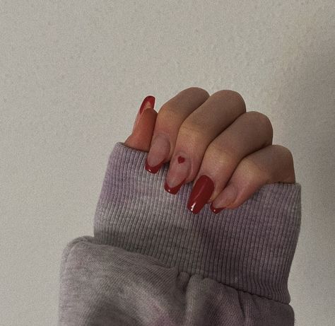 Red french tips nails aesthetic heart
Coquette aesthetic 
Heart nails 
Trendy nails Easy Red Nail Art, Red Minimal Nails, Dark Red Tips Nail, Red French With Heart, Pastel Red Nails, Dark Red Heart Nails, Wine Red French Tip Nails, Red French Tip Nails With Design, Red French Tips Nails