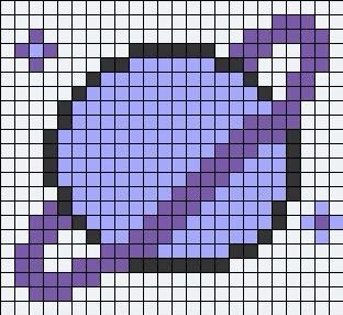 Cute Alpha Patterns Easy, Purple Alpha Patterns, Pixel Art Grid Easy Small Cute, Purple Perler Bead Patterns, Saturn Pixel Art, Goose Pixel Art, Pixel Art Pattern Cute, Disney Alpha Patterns, Dnd Pixel Art