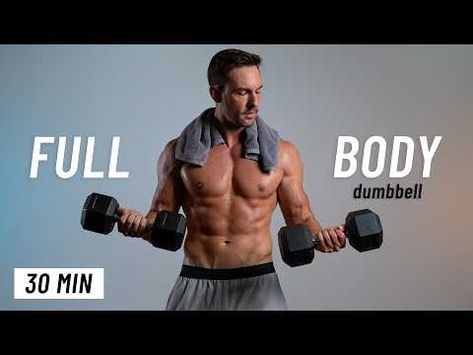 30 MIN FULL BODY DUMBBELL Workout - Strength Training - With Weights, At Home - YouTube 30 Minute Full Body Dumbbell Workout, Dumbell Full Body Workout, Weights At Home, Dumbbell Workout Plan, Muscle At Home, Body Fat Loss Workouts, Full Body Dumbbell, Dumbbell Workout At Home, Workout With Weights