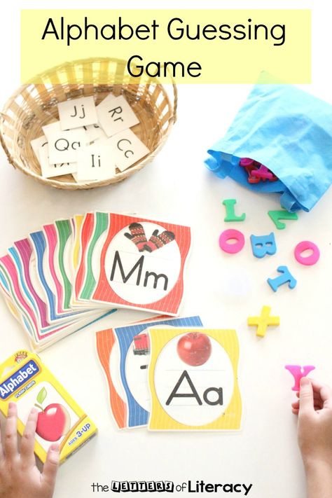 Bring some fun and excitement to your literacy center and classroom with this Alphabet Guessing Game. So fun for Kindergarten learning or 1st grade review! Interactive Abc Activities, Alphabet Stations Kindergarten, Whole Class Alphabet Games, Guess Who Classroom Game, Alphabet Memory Game, Alphabet Games For Kindergarten, Letter Learning Games, Alphabet Learning Games, Abc Games For Kids