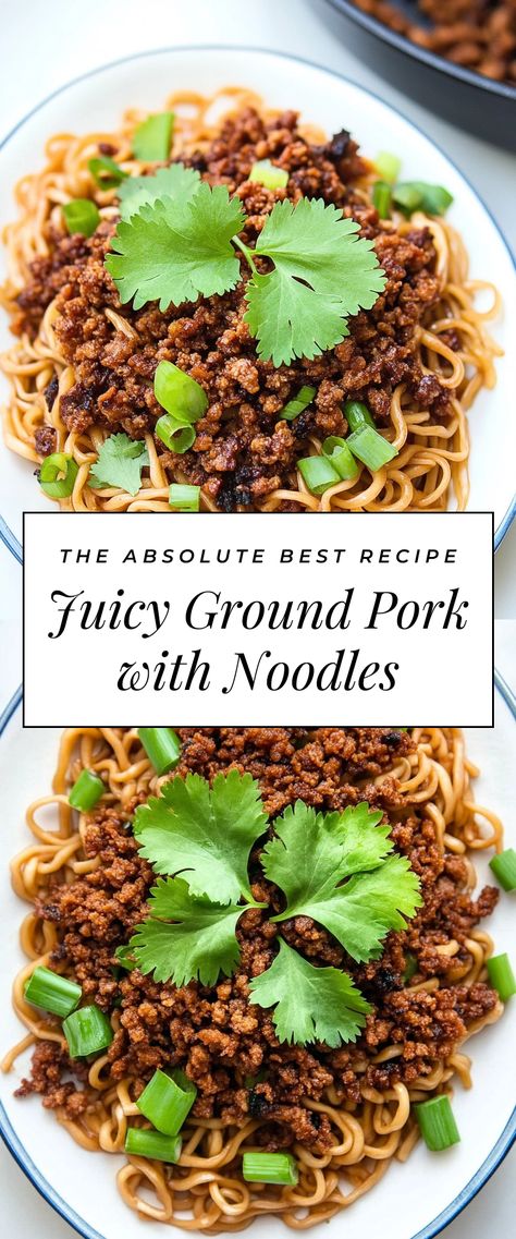 Image for Juicy Ground Pork with Noodles Ground Pork And Noodle Recipes, Ground Pork And Noodles, Ground Pork Recipes For Dinner Healthy, Meals With Ground Pork, Asian Ground Pork Recipes, Pork And Rice Noodles, Recipes With Ground Pork, Ground Pork Recipes Easy, Ground Pork Recipes For Dinner