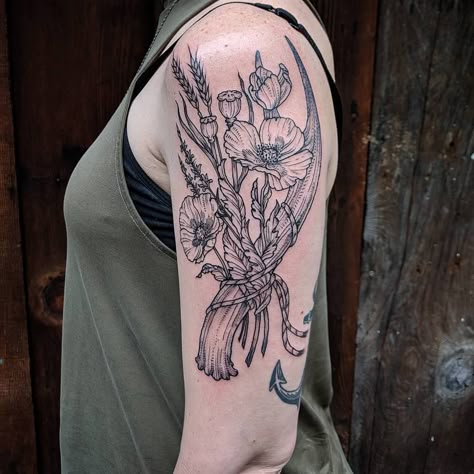 Big Western Tattoos For Women, Antler Arm Tattoo, Vegetation Tattoo, Western Half Sleeve Tattoos For Women Upper Arm, Antler With Flowers Tattoo, Turkey Tattoo For Women, Antler Flower Tattoo, Antler And Flower Tattoo, Western Shoulder Tattoos For Women