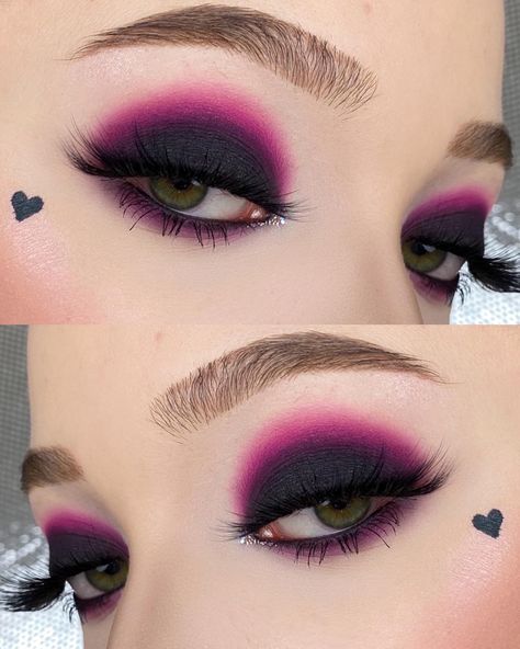 Pink And Black Eye Makeup, Gothic Eye Makeup, Mascara Eyelashes, Goth Eye Makeup, Black Smokey Eye Makeup, Pink Smokey Eye, Scene Makeup, Punk Makeup, Black Smokey Eye