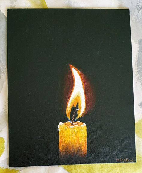 Fire Painting Ideas On Canvas, Light Artwork Paintings, Light In The Darkness Painting, Acrylic Painting Sketch, Light In Darkness Painting, Candle Painting On Canvas, Candle Painting Ideas On Canvas, Acrylic Dark Painting, Acrylic Candle Painting