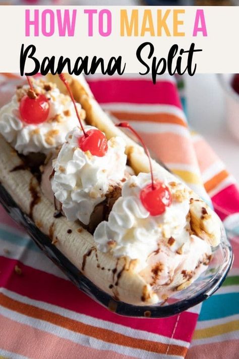 Homemade Banana Split, Banana Split Dessert Ice Cream, Banana Split Bar, Banana Split Dessert Recipes, Ice Cream From Scratch, Banana Split Recipes, Banana Split Ice Cream, Banana Split Dessert, Easy Ice Cream Recipe