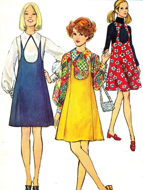 60s Dress Pattern, Pinafore Dress Pattern, Dress Pattern Simplicity, Style Dress Patterns, Vintage Clothes Patterns, Vintage Fashion 1960s, 1960 Style, Kawaii Clothes Goth, Simplicity Patterns Dresses