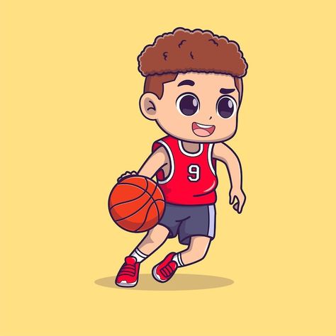 Vector boy playing basketball cartoon ve... | Premium Vector #Freepik #vector Cartoon Playing Basketball, Basketball Cartoon Character, Basketball Cartoon Art, Playing Basketball Drawing, Playing Basketball Illustration, Basketball Player Drawing, Boy Playing Basketball, Womens Faces, Basketball Vector