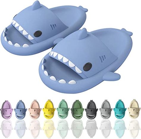 sharllen Shark Sandals Slides for Women Men Cute Novelty Cartoon Anti-Slip Open Toe Slides Summer Lightweight Shark Sandals Casual Beach Foam Shoes Unisex Fashion Cloud Shark Sandals Slides Shark Slides, Shark Mouth, Shark Slippers, Shark Pattern, Sharks Funny, Animal Slippers, Men Slides, Slides For Women, Beach Slides