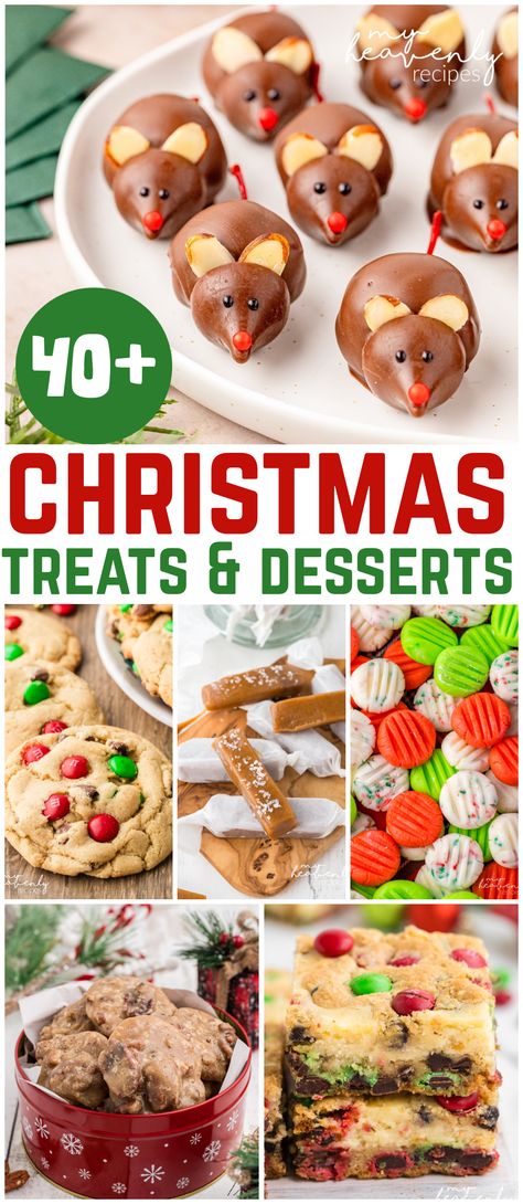 christmas desserts Christmas Party Sweet Treats, Sweet Treats Christmas, Christmas Dessert Finger Food, Holiday Desserts Recipes, Fun Holiday Recipes, Dessert Exchange Ideas, Christmas Work Party Food, Christmas Party Sweets Ideas, Desserts Christmas Party