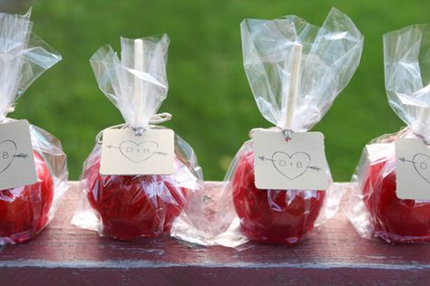 Candied apples for sweet fall gifts Candy Apples Wedding Favors, Wedding Candy Apples, Expensive Wedding Favors, Candy Apple Favors, Apple Wedding Favors, Fall Favor, Apple Wedding, Vintage Wedding Favors, Cheap Favors