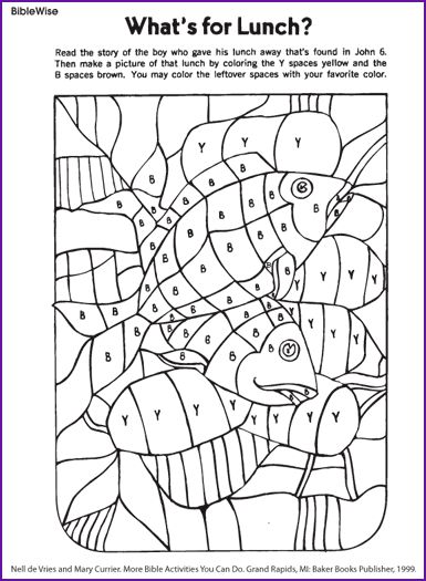 Fill in Picture of Loaves and Fishes - Kids Korner - BibleWise Loaves And Fishes Coloring Page, 5 Loaves 2 Fish Craft, Two Fish And Five Loaves Craft, 5 Loaves And 2 Fish Coloring Page, Feeding 5000 Craft, Feeding Of The 5000 Activities, 2 Fish And 5 Loaves Craft, Feeding 5000 Activity For Kids, Fish And Loaves Bible Craft