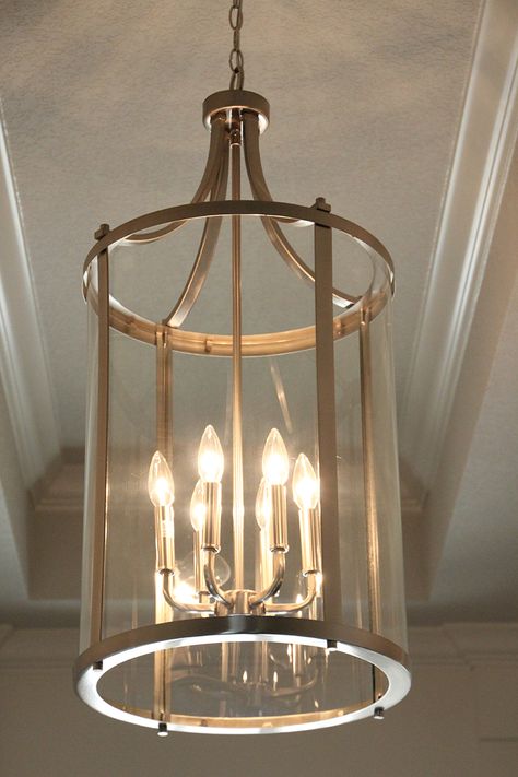 Light in Foyer Two Story Foyer Lighting, Entry Way Lighting Fixtures, Large Foyer Chandelier, Southern Charm Decor, Traditional Foyer, Entry Chandelier, Hallway Chandelier, Entryway Chandelier, Foyer Lighting Fixtures