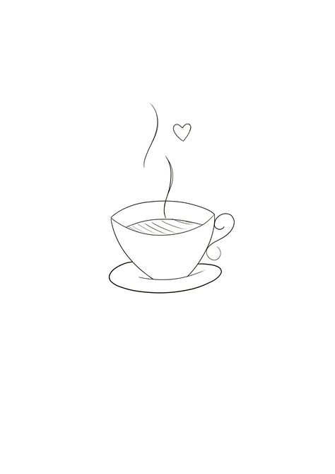 Cup Of Tea Tattoo, Coffee Cup Drawing, Tattoo Cafe, Tea Tattoo, Minimal Tattoo Ideas, Simple Flower Drawing, Cup Tattoo, Coffee Tattoos, Tattoo For Son