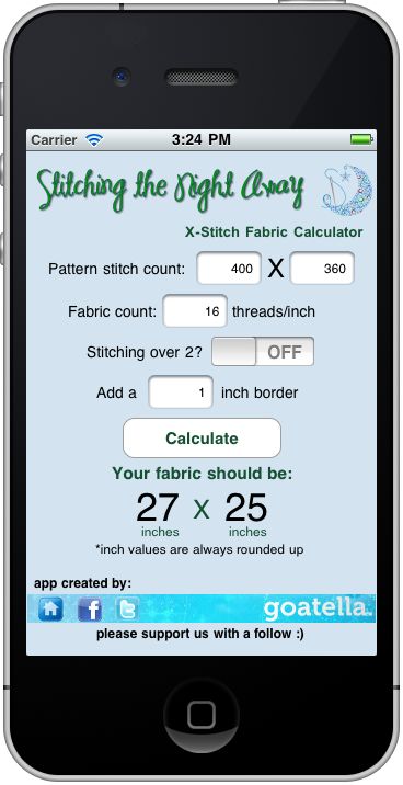 I had such a great time guest posting here on Stitching the Night Away last month, that I wanted to follow up with another post on Cross Stitch apps for your Droid phone. Many thanks to Loretta for having me back. I am finding my smartphone to be one of the best tools to have in my project bag... Cross Stitch Fabric Size Calculator, Cross Stitch Calculator, Nice Patterns, Cross Stitch Beginner, Cross Stitch Tutorial, Aida Fabric, Stitch Fabric, Cross Stitch Fabric, Cross Stitch Patterns Free