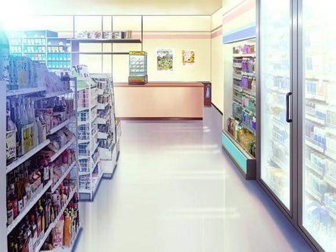 Anime Grocery Store Background, Anime Places, Episode Backgrounds, Scenery Background, Living Room Background, Shop Illustration, Cute Food Art, Green Screen Video Backgrounds, Anime Room