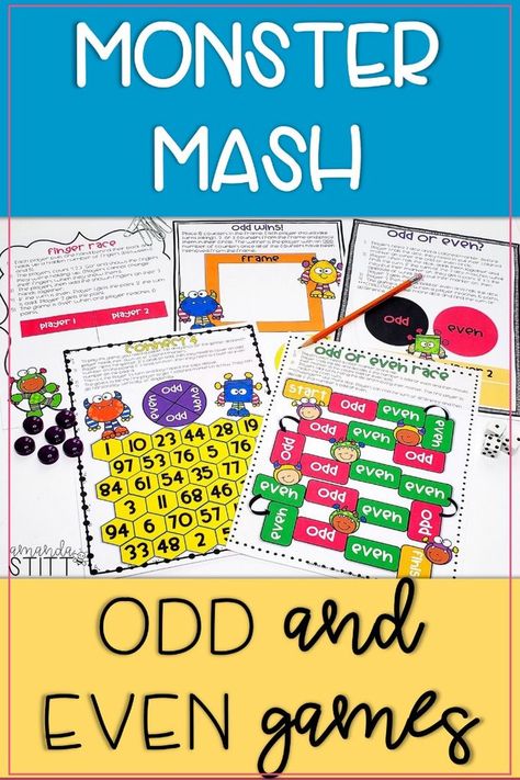 These fun, 5, one page odd and even math games are just what your students need to practice their odd or even numbers. Your kids will enjoy these games no matter if they are learning odd or even numbers or reviewing them. The games are aligned to common core place value standards. Perfect activities to put in your kindergarten, 1st, or 2nd grade math centers or workstations. Easy prep! All you need are dice, markers, paper clips, and pencils. #oddandeven #mathgames #oddorevengames Odd And Even Games, 2nd Grade Math Centers, Mental Math Games, Odd Or Even, Odd And Even Numbers, Math Addition Games, Teacher Games, Even Numbers, Math Activities Elementary