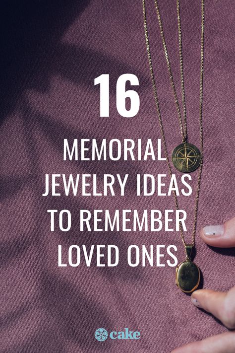 Memorial jewelry is an easy way to keep your loved one close. After a loss, it's easy to feel like you're farther from your loved one's memory than ever before. These jewelry ideas hold their memory close. From diamonds to lockets, here are the best memorial jewelry ideas. #Memorial #MemorialJewelry #Jewelry #Grief Necklace To Remember A Loved One, Memory Jewelry Necklaces, Keepsake Jewelry Ideas, In Memory Of Gifts Ideas, Memorial Jewelry Ideas, Memorials For Loved Ones Ideas, Memory Bracelets Ideas, Memory Keepsake Ideas, Memorial Ideas For Loved Ones