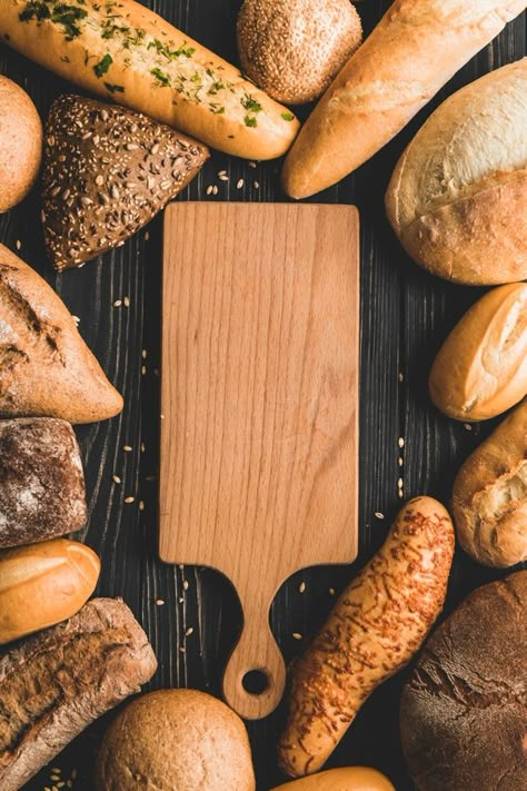 Bread And Pastry Background Design, Bakery Table, Pastry Display, Bread Loaves, Food Bakery, Food Gallery, Fruit Bread, Wooden Boards, Food Wallpaper