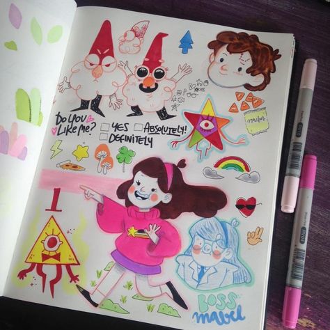 Fall Drawings, Arte Indie, Fall Art Projects, Indie Drawings, Dipper Pines, Gravity Falls Art, Posca Art, Bill Cipher, Sketchbook Art Journal