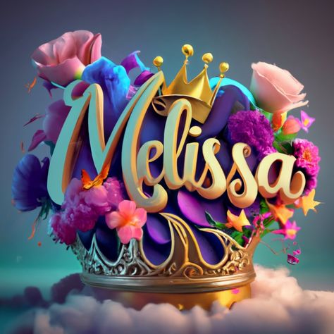 Ideogram Melissa Name, Painting Typography, Family Name Art, Meaning Of My Name, Princess Theme Birthday, Hello Kitty Videos, Pink Wallpaper Girly, Golden Crown, Princess Theme