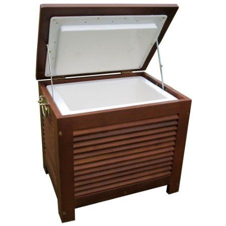 Amazon.com: Merry Garden Wooden Patio Cooler: Patio, Lawn & Garden Dark Japandi, Wooden Cooler, Wooden Patio Furniture, Patio Cooler, Cooler Stand, Wooden Patio, Pallet Garden Furniture, Deck Storage, Wooden Patios