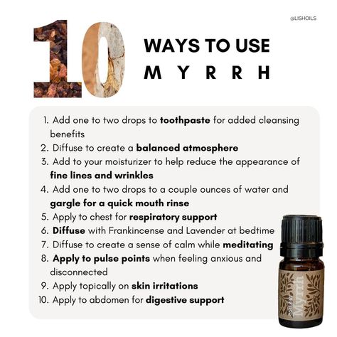 Myrrh Essential Oil Uses, Essential Oil For Skin, Doterra Oils Recipes, Myrrh Oil, Myrrh Essential Oil, Doterra Essential Oils Recipes, Oil For Skin, Essential Oil Diffuser Blends Recipes, Essential Oil Carrier Oils