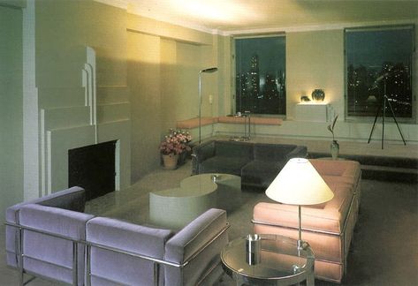 ◾️The 80s Interior◾️ on Instagram: “The city out the window and the soft pastels inside. Love it. #artdecostyle #80s📷 #80sroom #80sstyle #80stheme #livingroomdecor #seating…” 90s Interior Design, 1980s Interior, 90s Interior, 80s Interior Design, 80s House, 80s Home, 80s Interior, Retro Interior Design, Vintage Interior Design