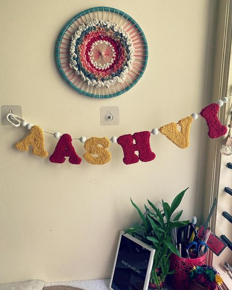 Punch needle name garland for baby girl✨😍❤️ Dm💌 for order @thread_me_with_love #punchneedle #threadwork #punchneedleembroidery #namegarland #babyroomdecor #punchneedlelove #garland #threadstories #handmade #postoftheday #viralpost #crafter Name Garland, Punch Needle Embroidery, Thread Work, Viral Post, Baby Room Decor, Punch Needle, Thread, Quick Saves