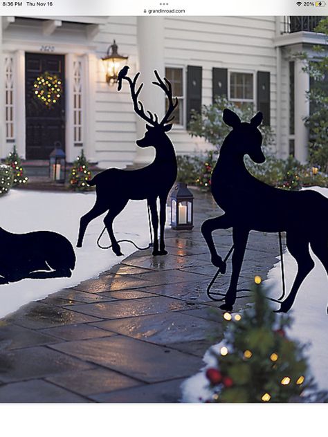 Christmas Yard Art, Deer Silhouette, Real Christmas, Deer Decor, Christmas Yard Decorations, Grandin Road, Christmas Yard, Elements Of Nature, Christmas Deer