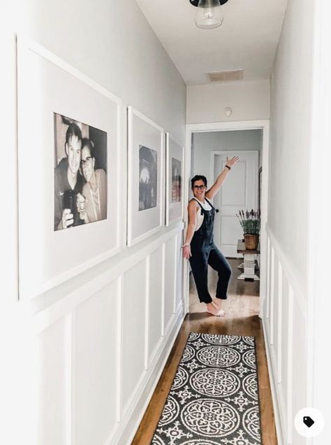 Upstairs Landing, Hallway Makeover, Upstairs Hallway, Hallway Designs, Spring Into Action, Narrow Hallway, A Penny, Board And Batten, Hallway Ideas