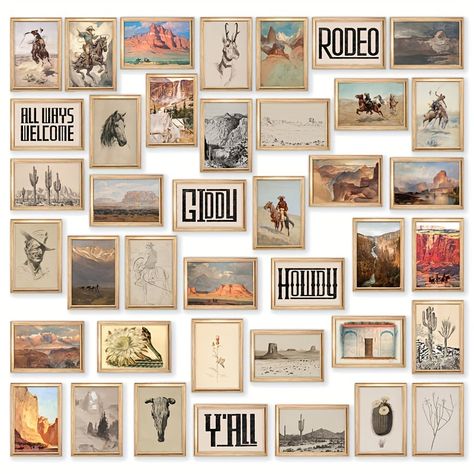 Faster shipping. Better service 4 X 6 Picture Wall, Eclectic Western Decor, Western Aesthetic Pictures, Western Aesthetic Room, Western Boho Kitchen, Old Western Aesthetic, Western Dorm Room Ideas, Western Room Ideas Bedrooms, Southwest Boho Decor