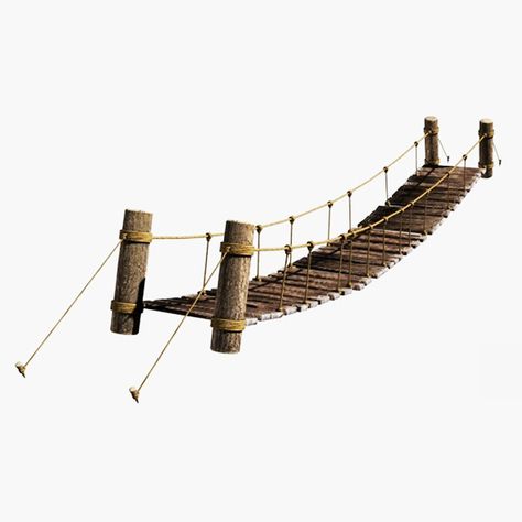 Rope & Wood Plank Suspension Bridge 3D Model- 3d model of a rope bridge. Perfect for games or renders.    Include high detailed textures with maps: Diffuse, bump and normal.    Uv mapped for easy editing.    All formats have been tested. - #3D_model #Objects,#Bridges,#Landmarks Architecture Model Trees, Augmented Reality Games, Adventure Parks, Tree Photoshop, Rope Bridge, Bamboo House Design, Furniture Sketch, Cut Out People, Rock House