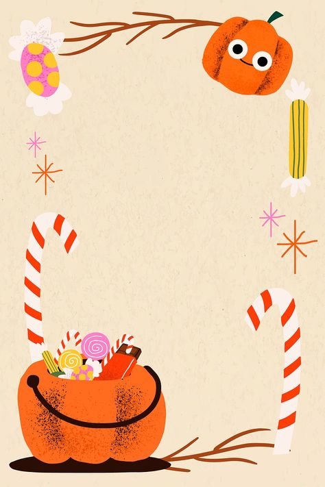 Iphone Wallpaper Halloween, Cartoon Frame, Halloween Frame, Hallowen Ideas, Pumpkin Illustration, Halloween Frames, About Halloween, Illustration Cute, Wallpaper Halloween